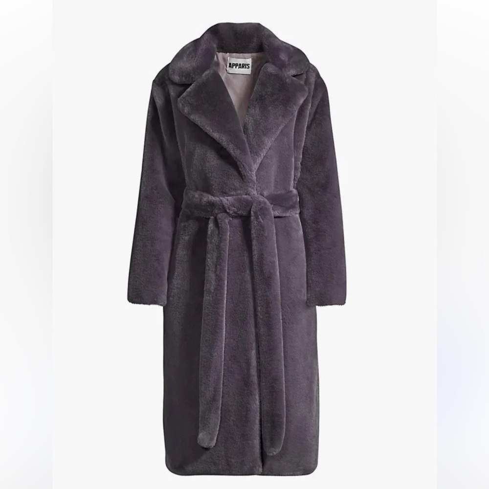 Apparis Faux Fur Grey Mona Coat size Small - Picture 2 of 16